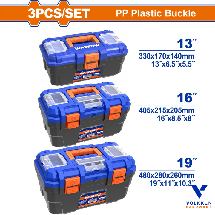 3 Pcs Plastic tool boxes set